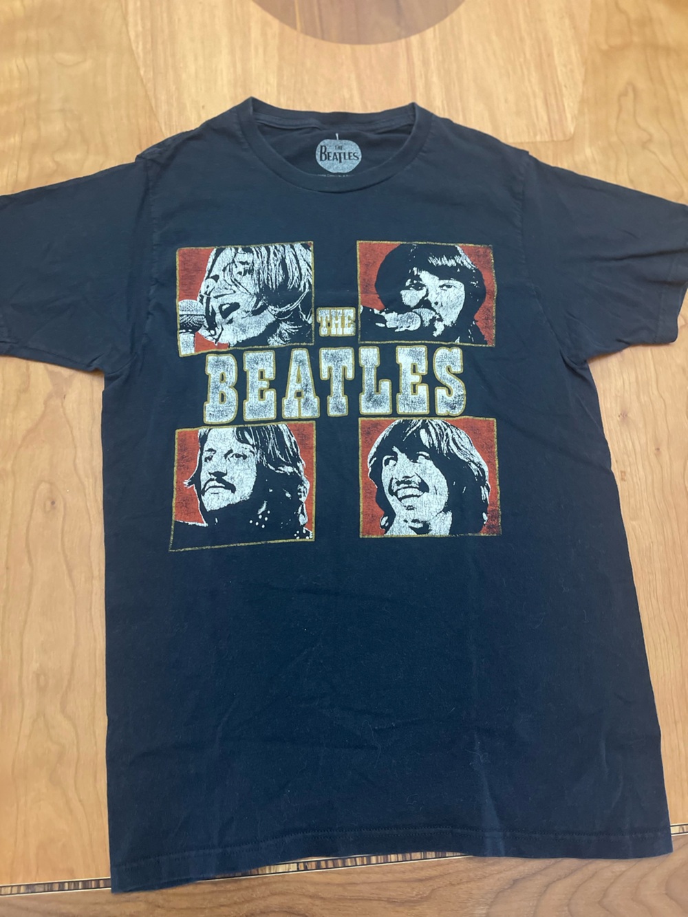 The Beatles Black Short-Sleeve Band Tee with Red Accent Portraits